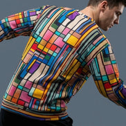 Stained Glass Geometric Sweatshirt Multicolor Abstract Art Block Pattern Unisex Pullover by Aesthetic Rebellion
