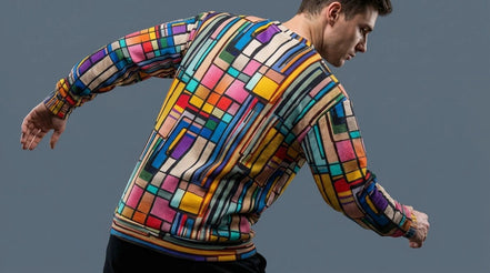 Stained Glass Geometric Sweatshirt Multicolor Abstract Art Block Pattern Unisex Pullover by Aesthetic Rebellion
