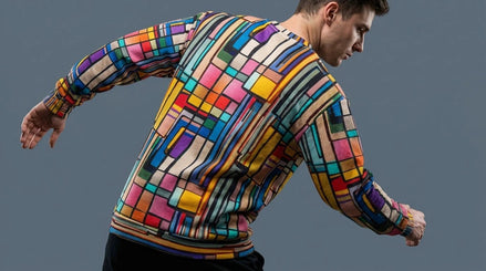Stained Glass Geometric Sweatshirt Multicolor Abstract Art Block Pattern Unisex Pullover by Aesthetic Rebellion