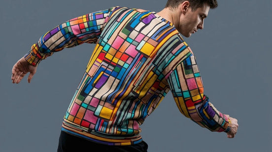 Stained Glass Geometric Sweatshirt Multicolor Abstract Art Block Pattern Unisex Pullover by Aesthetic Rebellion