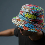 Graffiti Bucket Hat Urban Street Art Multicolor Reversible Hip-Hop Streetwear by Aesthetic Rebellion