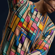 Stained Glass Geometric Sweatshirt Multicolor Abstract Art Block Pattern Unisex Pullover by Aesthetic Rebellion