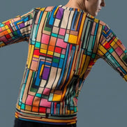 Stained Glass Geometric Sweatshirt Multicolor Abstract Art Block Pattern Unisex Pullover by Aesthetic Rebellion