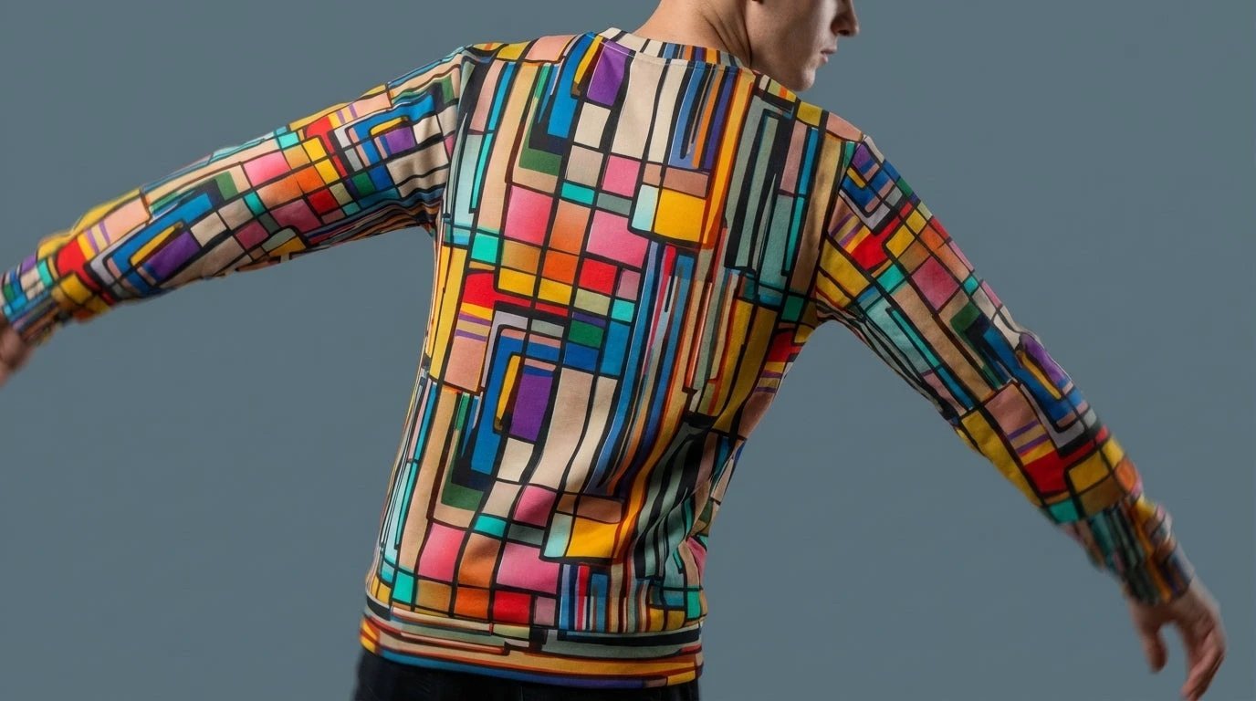 Stained Glass Geometric Sweatshirt Multicolor Abstract Art Block Pattern Unisex Pullover by Aesthetic Rebellion