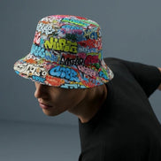 Graffiti Bucket Hat Urban Street Art Multicolor Reversible Hip-Hop Streetwear by Aesthetic Rebellion