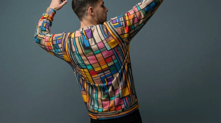 Stained Glass Geometric Sweatshirt Multicolor Abstract Art Block Pattern Unisex Pullover by Aesthetic Rebellion