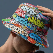 Graffiti Bucket Hat Urban Street Art Multicolor Reversible Hip-Hop Streetwear by Aesthetic Rebellion