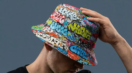 Graffiti Bucket Hat Urban Street Art Multicolor Reversible Hip-Hop Streetwear by Aesthetic Rebellion