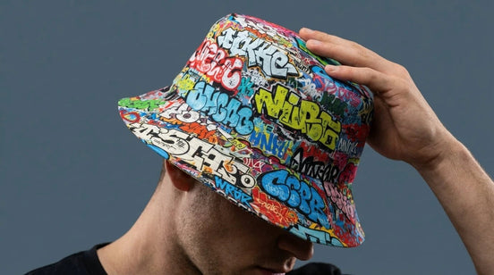Graffiti Bucket Hat Urban Street Art Multicolor Reversible Hip-Hop Streetwear by Aesthetic Rebellion