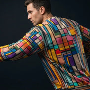 Stained Glass Geometric Sweatshirt Multicolor Abstract Art Block Pattern Unisex Pullover by Aesthetic Rebellion
