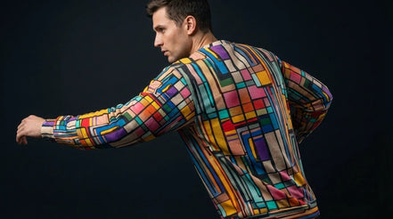 Stained Glass Geometric Sweatshirt Multicolor Abstract Art Block Pattern Unisex Pullover by Aesthetic Rebellion