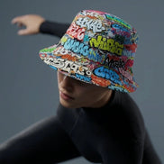Graffiti Bucket Hat Urban Street Art Multicolor Reversible Hip-Hop Streetwear by Aesthetic Rebellion