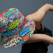 Graffiti Bucket Hat Urban Street Art Multicolor Reversible Hip-Hop Streetwear by Aesthetic Rebellion