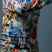 Maximalist Graffiti Art Men’s Bomber Jacket - Bold All-Over Print Streetwear, Warm Fleece-Lined Winter Coat by SALE_DESIGN-Personal Design