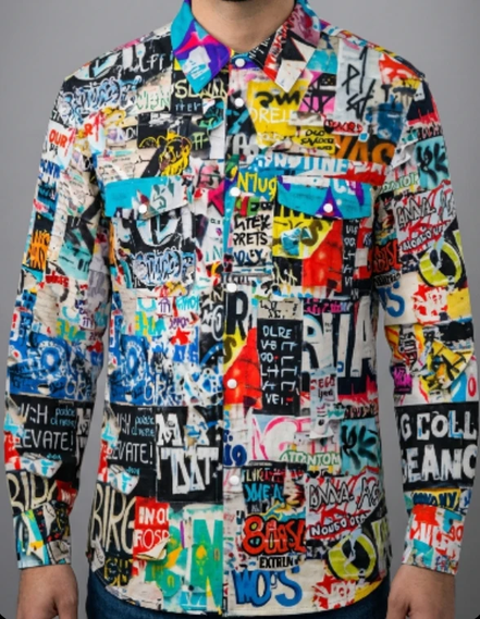 Maximalist Graffiti Art Men’s Bomber Jacket - Bold All-Over Print Streetwear, Warm Fleece-Lined Winter Coat by SALE_DESIGN-Personal Design