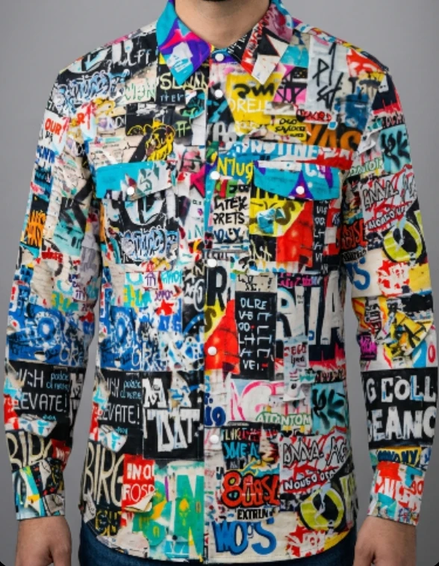 Maximalist Graffiti Art Men’s Bomber Jacket - Bold All-Over Print Streetwear, Warm Fleece-Lined Winter Coat by SALE_DESIGN-Personal Design
