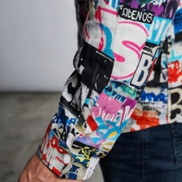 Maximalist Graffiti Art Men’s Bomber Jacket - Bold All-Over Print Streetwear, Warm Fleece-Lined Winter Coat by SALE_DESIGN-Personal Design
