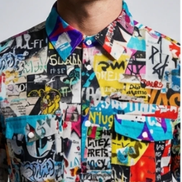 Maximalist Graffiti Art Men’s Bomber Jacket - Bold All-Over Print Streetwear, Warm Fleece-Lined Winter Coat by SALE_DESIGN-Personal Design
