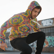 Electric Kaleidoscope AOP Pullover Hoodie – Psychedelic Fractal Streetwear