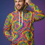 Electric Kaleidoscope AOP Pullover Hoodie – Psychedelic Fractal Streetwear