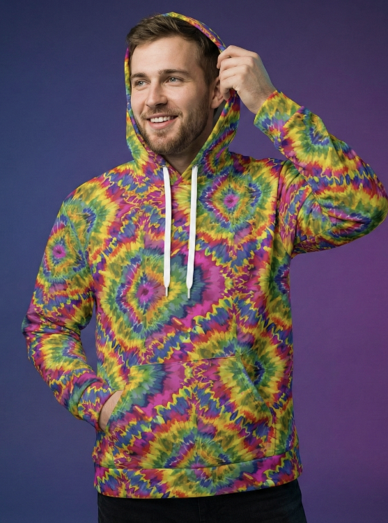 Electric Kaleidoscope AOP Pullover Hoodie – Psychedelic Fractal Streetwear | Aesthetic Rebellion