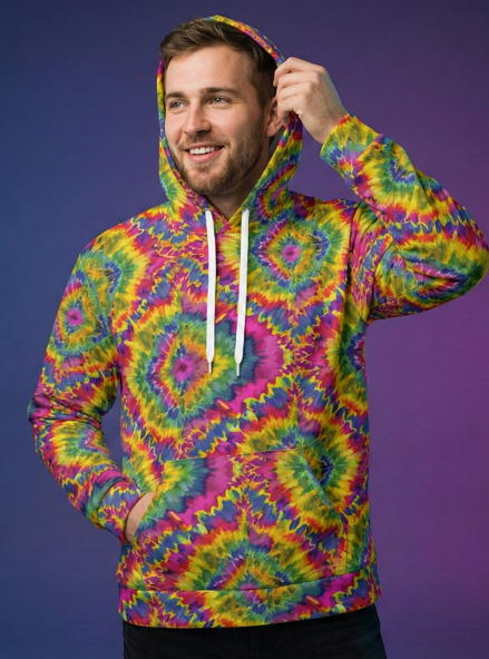 Electric Kaleidoscope AOP Pullover Hoodie – Psychedelic Fractal Streetwear
