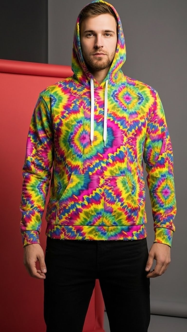 Electric Kaleidoscope AOP Pullover Hoodie – Psychedelic Fractal Streetwear | Aesthetic Rebellion