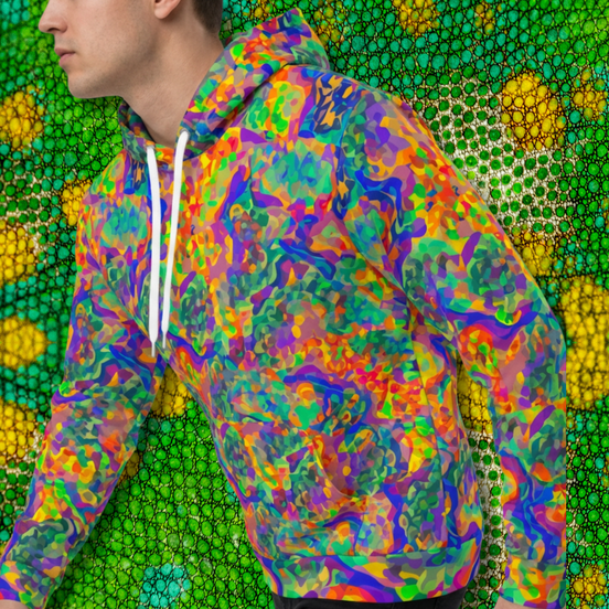 Chameleon Prism AOP Hoodie for Light-Chasing Streetwear Collectors — Iridescent Color-Shift Print, Custom Inner Hood Lining, Festival Gallery Night Rave, Unisex S–4XL