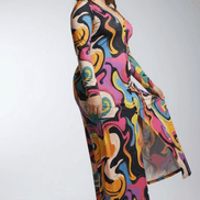Painted Earth Long Cardigan — Artistic Print Button-Down Duster