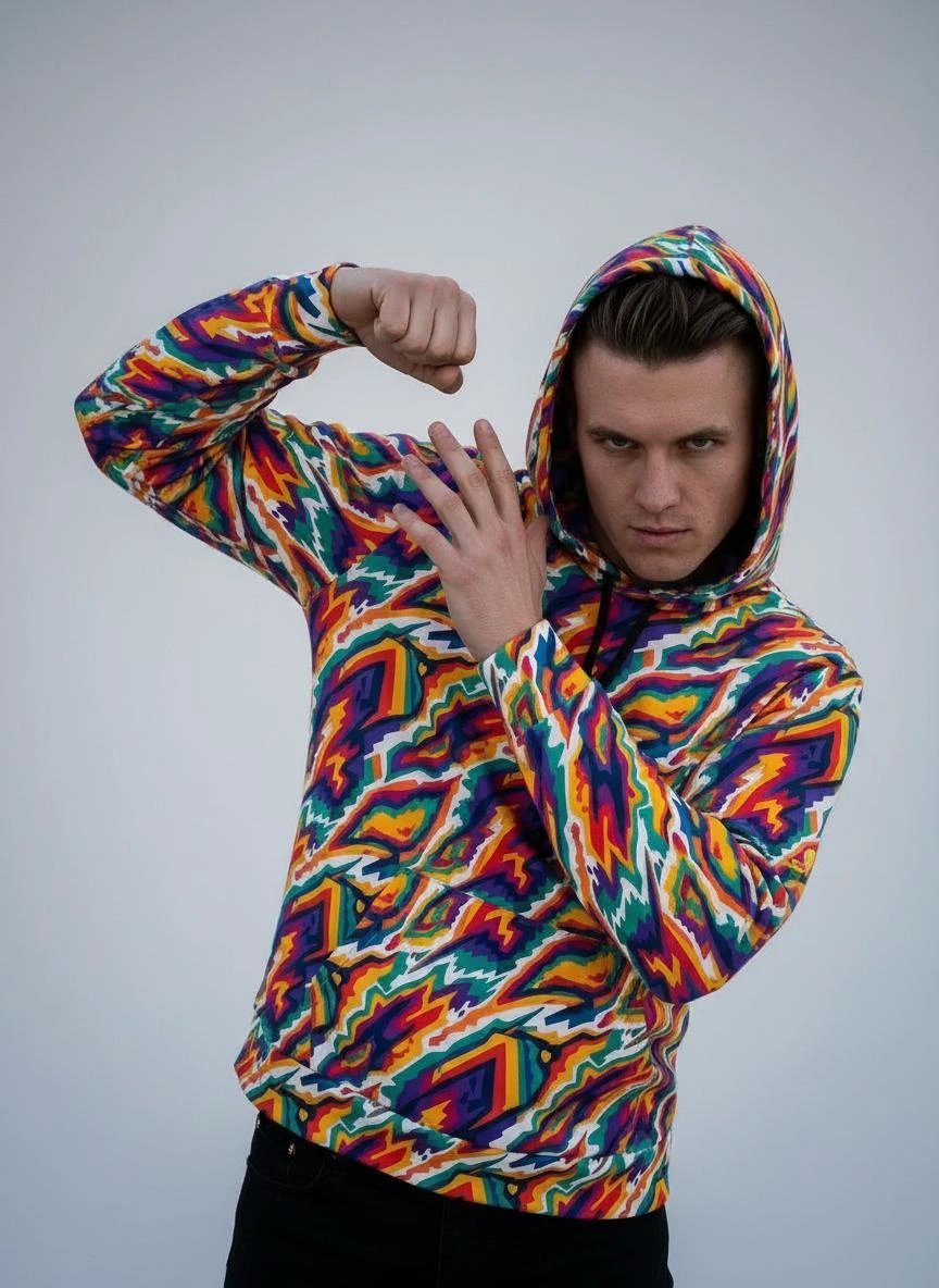 StreetsmArt Collage Athletic Hoodie - Heavyweight Maximalist Gym Wear - Designer Graffiti Activewear by Aesthetic Rebellion