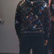 Abstract Print Cotton Half-Zip Sweatshirt – Stand-Up Collar by Aesthetic Rebellion