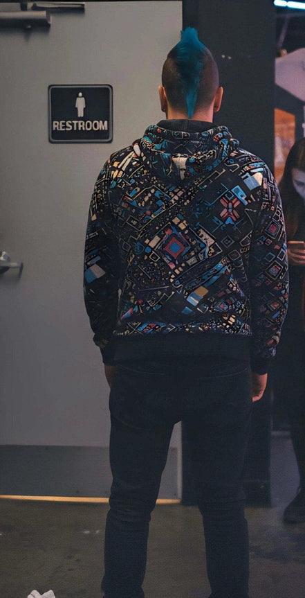 Abstract Print Cotton Half-Zip Sweatshirt – Stand-Up Collar by Aesthetic Rebellion