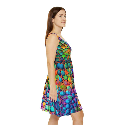 Geometric Graffiti Skater Dress - Vibrant All-Over Print AOP Party Dress for Creative Women by Aesthetic Rebellion