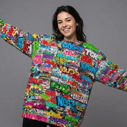 OG Graffiti Tag Sweatshirt, Vibrant All Over Print Crewneck Cotton, Unisex Streetwear Classic Top by Aesthetic Rebellion