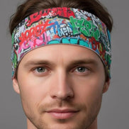 Graffiti Street Art Sports Headband - Sweat-Wicking Maximalist Hairband for HIIT, Running & Urban Fitness - Aesthetic Rebellion