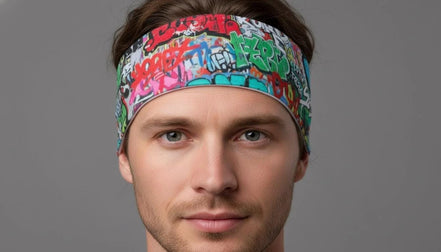 Graffiti Street Art Sports Headband - Sweat-Wicking Maximalist Hairband for HIIT, Running & Urban Fitness - Aesthetic Rebellion