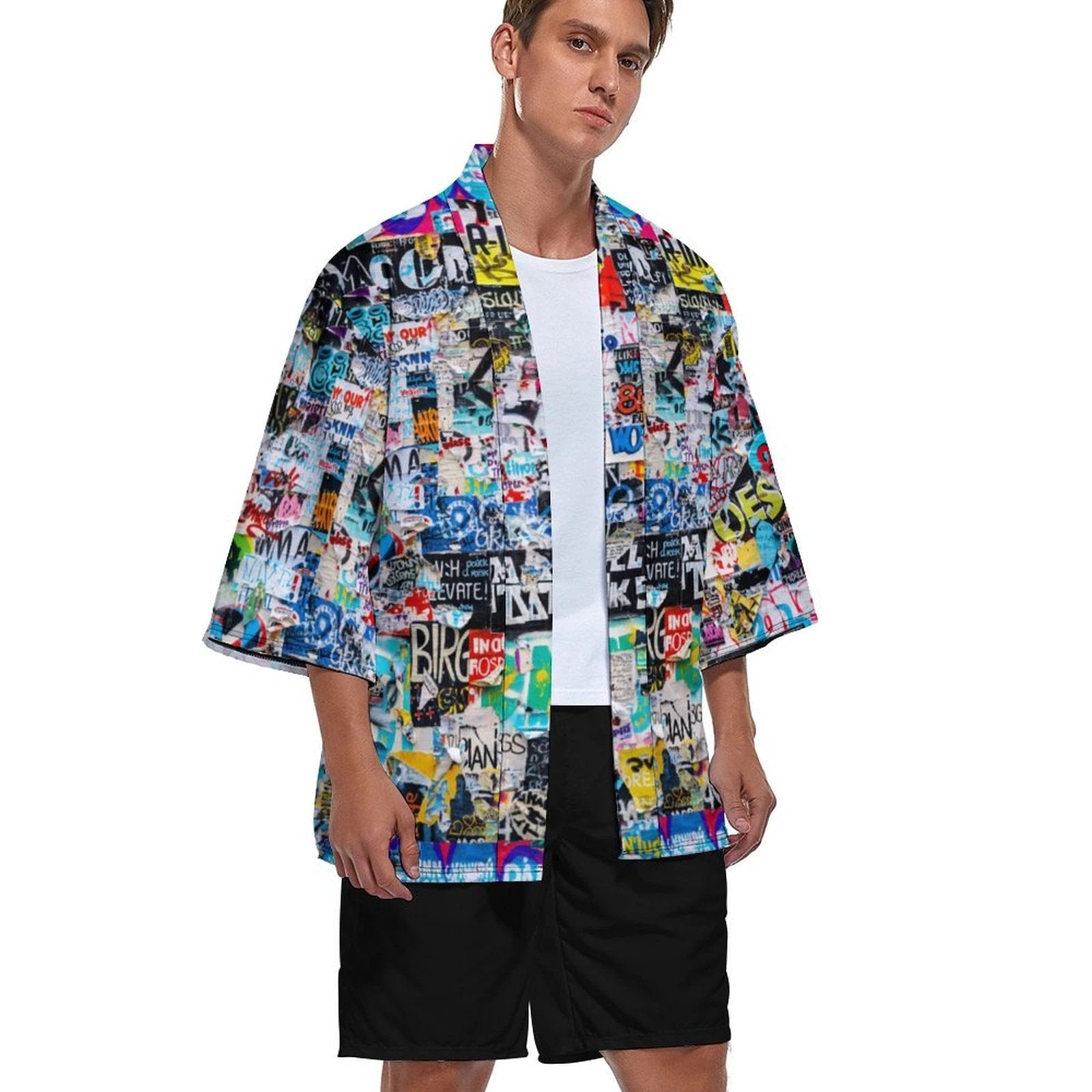 Drop Shoulder Male Kimono Cardigan(All-Over Printing) by SALE_DESIGN-Personal Design
