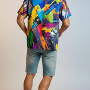 Trippy Tropics Vaporwave Hawaiian Shirt - Vibrational Vector AOP Button-Up for Cyber-Vacation & Festivals by Aesthetic Rebellion