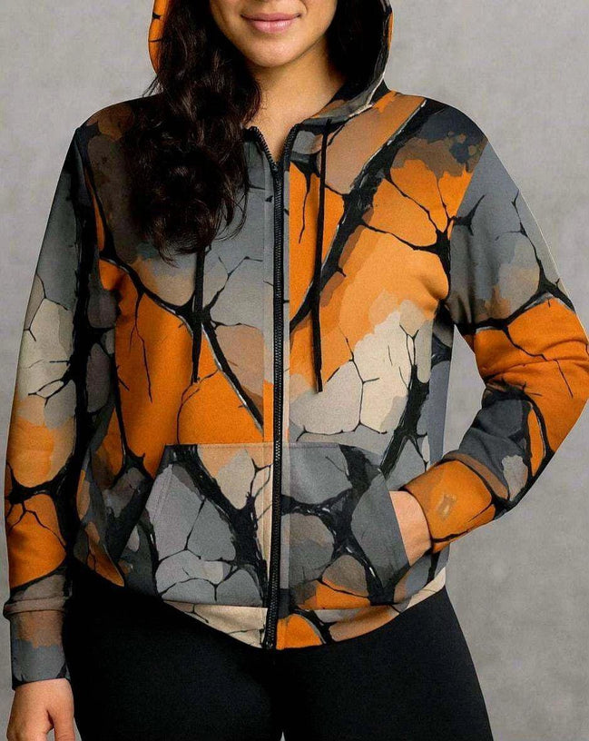 Maximalist Shattered Glass Print Hoodie - Heavyweight Primal Print Pullover for Streetwear Fans by Aesthetic Rebellion