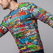 OG Graffiti Tag Sweatshirt, Vibrant All Over Print Crewneck Cotton, Unisex Streetwear Classic Top by Aesthetic Rebellion