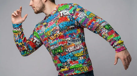 OG Graffiti Tag Sweatshirt, Vibrant All Over Print Crewneck Cotton, Unisex Streetwear Classic Top by Aesthetic Rebellion