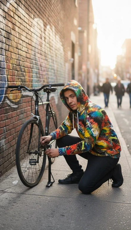 Vibrant Water Splash Hoodie – Psychedelic Fluid Art Pullover by Aesthetic Rebellion