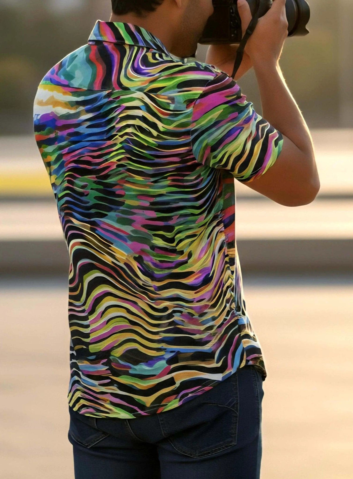Ethereal Zebra Colorful Button-Up - Business Casual Maximalist Shirt for Creative Professionals by Aesthetic Rebellion