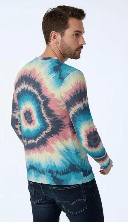 Men's Spiral Tie Dye Henley – Psychedelic Festival Streetwear Top by Aesthetic Rebellion