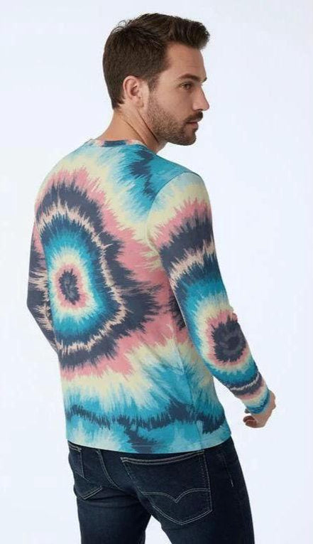 Men's Spiral Tie Dye Henley – Psychedelic Festival Streetwear Top by Aesthetic Rebellion