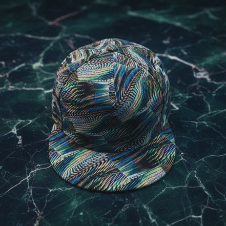 Abstract Fractal Art Flat Brim Cap • Maximalist Streetwear Snapback - Aesthetic Rebellion