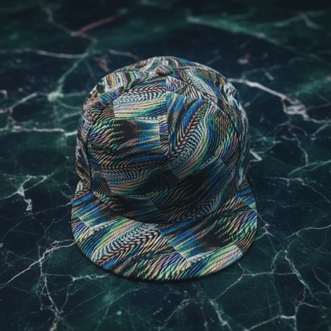 Abstract Fractal Art Flat Brim Cap • Maximalist Streetwear Snapback - Aesthetic Rebellion
