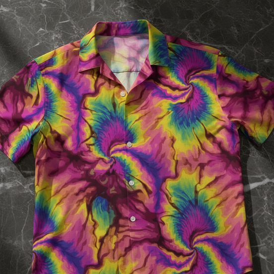 Abstract Print Silk - Feel Shirt | All - Over Print Short Sleeve - Aesthetic Rebellion