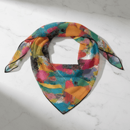 Abstract Print Square Scarf | Sublimated AOP Silk - Feel 27