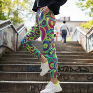 Neon StreetsmArt Athletic Joggers - Vibrant Graffiti Print Unisex Activewear for Urban Style by Aesthetic Rebellion